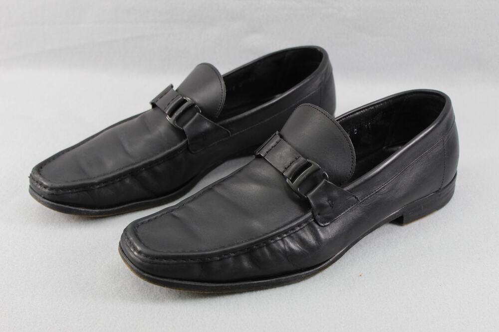 Salvatore Ferragamo All Black Leather Bit Loafers Shoes Men's 13 Dress